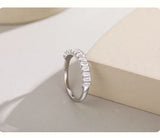 Transparent Trapezoidal AAAA Lab Created Diamond925 Sterling Silver Finger Ring