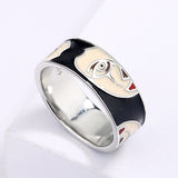 Creative Irregular Half Face Exaggerated Black,White Handmade Enamel Ring