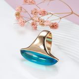 14K Rolled Gold New Minimalism Large Glossy Misty Green Red Blue Crystal Slender Rings