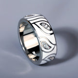 Handmade Enamel  White Leaves Sparkling AAA Zircon Diamonds Jewellery Silver Ring