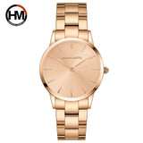 Elegant Rose Gold Plated Round Dial Stain Steel Band Women Watches Japan Movement Quartz Waterproof Wristwatches