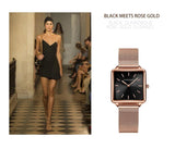Top Luxury Brand Elegant Ladies Square Dial Wristwatches - Genuine Leather Strap Quartz Movement Design Women Gifts