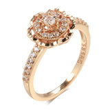 14 Karat Rolled Gold Fashion Rose Flower AAA Zircon Diamonds Fine Vintage Rings For Women