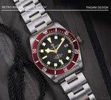 Quality Brand BB58 Retro Red Automatic Luxury Waterproof Mechanical Stainless steel Rivet Strap Wristwatches for Men