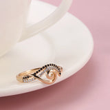 14K Rolled Gold Natural Black White AAA Zircon Diamonds Fashion Waves Luxury Rings