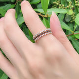 14K Rolled Gold Double White AAA Zircon Diamonds Match Black Stone Sparkling Luxury Rings
