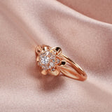 Latest Fashion Luxury 14K Rolled Rose Gold Bride Ring wih AAA Zircon Diamonds Romantic Quality Gift