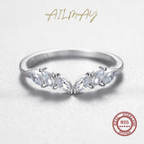 Delicate Curved Geometric Wing Design AAAA Lab Created Diamond Silver Ring