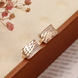 14 Karat Gold Filled Smooth Square Pattered AAA Zircon Stud Ethnic Earrings For Women