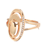 Unusual Minimalist Geometry Luxury 14K Rolled Rose Gold AAA Zircon Diamonds Ring - Fashion Fine Jewellery