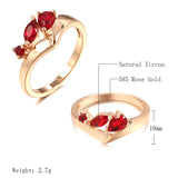 Luxury Red AAA Zircon Crystals 14K Gold Filled Ring Ethnic Vintage Jewellery