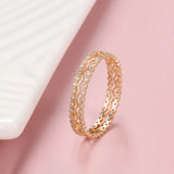 Adorable Hollow 14K Gold Filled AAA Zircon Diamonds Double Row Micro-wax Inlay Ring