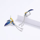 New Bird Pendant Handmade Enamel AAA Zircon Diamonds Tassel Long Earrings