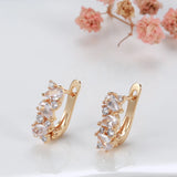 14K Rolled Gold Shiny Claw AAA Zircon Diamonds Golden Hoops Luxury Earrings Fine Jewellery