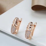 14 Karat Gold Filled Oval Hollow Wave Glossy Matrix 1mm AAA Zircon Diamonds Earrings