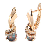 14K Rolled Gold Inlay Gradient AAA Zircon Diamonds New Trendy Geometric Clip Earrings