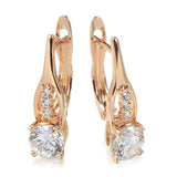 Awesome Filled 14K Rose Gold Personality Hollow Design AAA White Zircon Diamonds Earrings - Party  Jewellery