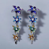 New Tassel Handmade Enamel Zicon Diamonds 925 Silver Elegant Earrings