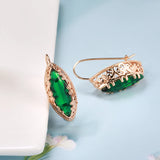 14K Gold Filled Vintage Rhombus Cut Red Blue Green AAA Zircon Crystal Hollow Drop Earrings