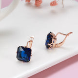 14K Filled Gold Square Large AAA Green White Blue Zircon Earrings Fashion Earrings