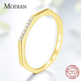 Authentic Sterling Silver Stylish Gold Color AAAA Simulated Diamonds Ring - Unique Charm Fine Jewellery  - The Jewellery Supermarket