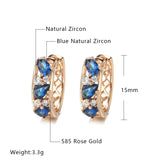 14K Gold Filled New Drop AAA Blue Red Zircon Diamonds Hoop Hollow Prong Setting Earrings