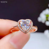 Heart Design Sparkling Moissanite Diamond Gemstone Rings for Women, Silver Engagement Wedding Fine Jewellery Rings - The Jewellery Supermarket