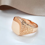 14 Karat Gold Filled Fashion Glossy Simple Square Punk Signet Rings for Men Women