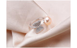 Butterfly Shape Natural Freshwater Pearl Shiny AAA Zircon Diamonds Silver Ring