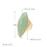 14K Rolled Gold New Minimalism Large Glossy Misty Green Red Blue Crystal Slender Rings