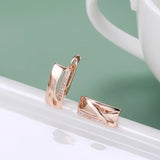 14K Gold Filled Geometric Square Smooth Metal AAA Zircon Diamonds Vintage Earrings