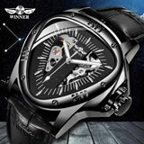 New Top Brand Luxury Full Black Unique Triangle Dial Design Luminous Hand Sport Mechanical Automatic Watches