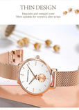 Elegant Simple Fashion Rose Gold Colour Case Ladie's Watch Blue Stainless Steel Mesh Belt Quartz Waterproof Watches
