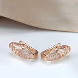 14 Karat Gold Filled Oval Hollow Wave Glossy Matrix 1mm AAA Zircon Diamonds Earrings