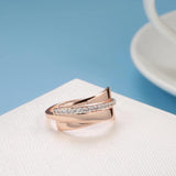 Brand New Luxury Crystal Flower Fashion 14K Rolled Rose Gold AAA Zircon Diamonds Ring - Vintage Wedding Jewellery