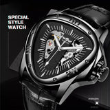 New Top Brand Luxury Full Black Unique Triangle Dial Design Luminous Hand Sport Mechanical Automatic Watches
