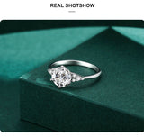 Luxury Six Claw Silver Round Cut Dazzling AAAA Lab Created Diamond Ring