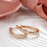 14K Gold Filled AAA Zircon Diamonds Women Clip Elegant Curve Bling Hoop Earrings