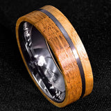 New Arrival 8mm Tungsten Ring With Whiskey Barrel Wood Brushed Stripe Men Wedding Ring - The Jewellery Supermarket