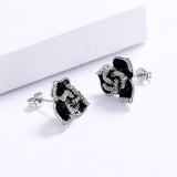 Fashion Delicate Rose Flower Black Epoxy Handmade Enamel Earrings