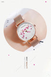 New Design Elegant Red Plum Blossom Dial Female Watch - Quartz Movement Genuine Leather Band  Ladies Wristwatches