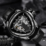 New Top Brand Luxury Full Black Unique Triangle Dial Design Luminous Hand Sport Mechanical Automatic Watches