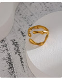 18K Gold Plated Stainless Steel New Design Metalic Trendy Open Ring