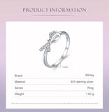 Cute Bowknot 925 Sterling Silver AAAA Lab Created Diamond Romantic Fine Ring