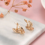 14K Rolled Gold Butterfly AAA Zircon Diamonds Symmetrical Wing Glossy Hollow Earrings