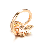 Latest Fashion Hollow Crystal Flower Rolled 14K Rose Gold Yellow AAA Zircon Diamonds Ring  - Fine Jewellery