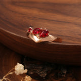 Luxury Red AAA Zircon Crystals 14K Gold Filled Ring Ethnic Vintage Jewellery