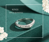 New Sleek Wavy Sterling Silver Clear AAAA Lab Created Diamonds Personality Ring
