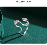 Open, Irregular Wave Design Dazzling AAAA Lab Created Diamonds Silver Ring