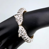 Unique Design Trendy Double Leopard Head Enamel Cuff Bracelet Statement Bangle for Women - Gold Plated Bracelet - The Jewellery Supermarket